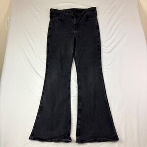 American Eagle 18 Long Black Super High Rise Flare Next Level Stretch Jeans
